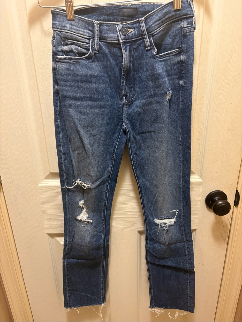 MOTHER The Mid Rise Dazzler Ankle Fray Jeans Weather Warrior Distressed Size 24